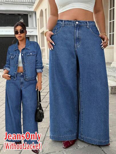 Jeanoix Jeans de talla grande de cintura alta, casuales y versátiles