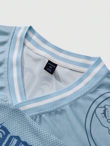 ROMWE MEN Street Life Áo thun cổ chữ V 2 trong 1 in số và chữ thể thao thường ngày dành cho bé trai tuổi teen, Xuân/Thu - Nhiều màu - Xem 4