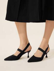 CUCCOO BASICS Women's Fashionable Elegant Charming Bow Rhinestone Decor Glitter Golden Pointed Toe Comfortable Party Banquet Pumps - Black - View 6