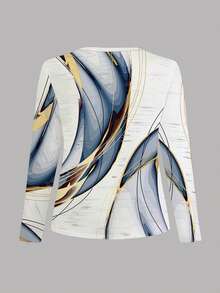 SHEIN Women's Casual Random Print Loose Fit Long Sleeve Round Neck T-Shirt Fall Cloth For Women