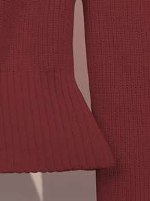 GlowEve Áo len cardigan dệt kim mới đầu thu/đông, thiết kế độc đáo, cảm giác cao cấp, thắt eo, áo len màu hồng cho nữ - Màu Đỏ Sâu - Xem 4