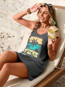 Sylviya Casual And Minimal Sleeveless Dress With Vacation Prints, Suitable For Summer,Summer Dresses For Women Suitable For Going Out Chic Dress