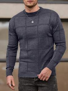 EURMUSE Men Patch Detailed Round Neck Regular Sweater - Navy Blue - View 5