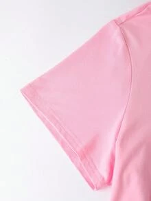 EMERY ROSE 3件套豹纹、爱心和标语图案休闲T恤上衣 - 彩色 - 查看 4