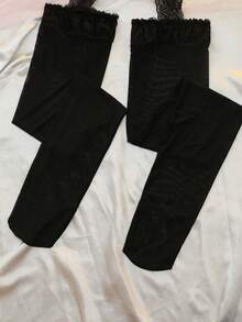 DelicateAllure Lencería de talla grande - Allure sexy, tirantes cruzados, hombros descubiertos, diseño patchwork de encaje - Negro - Ver 6