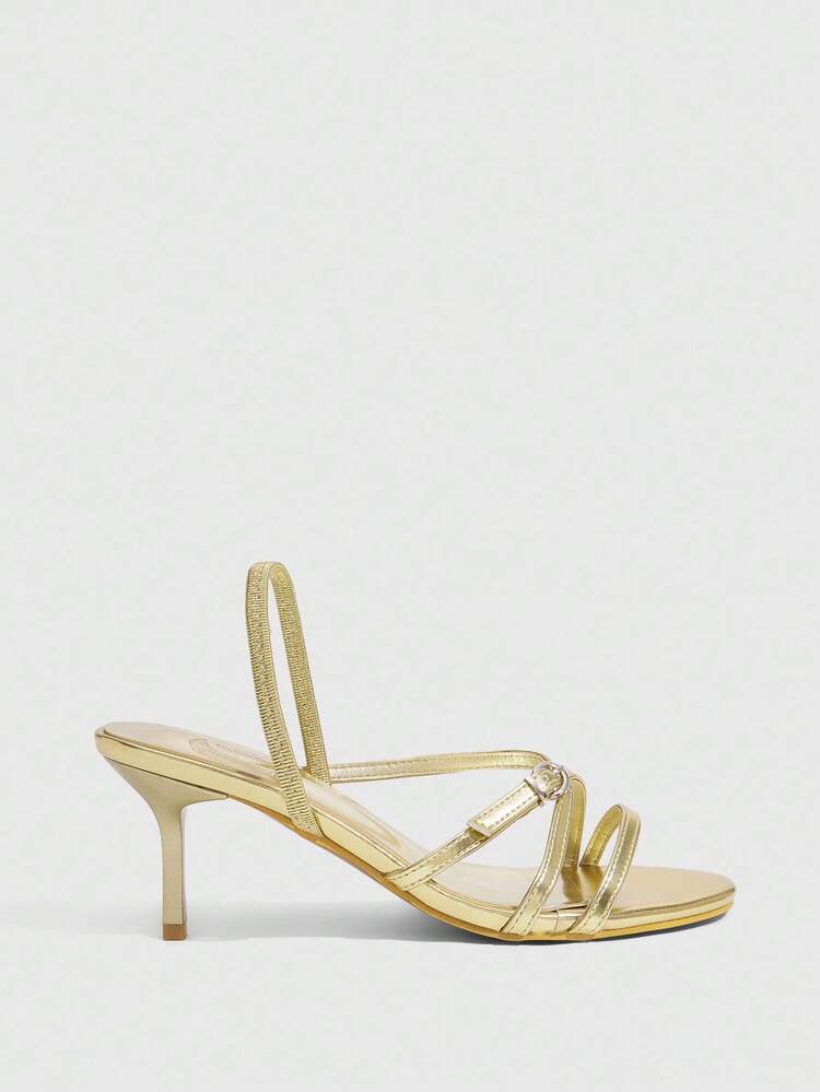 CUCCOO SZL Gold Casual Minimalist Stiletto Heeled Sandals For Women For Christmas