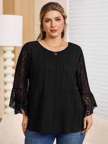 Rosumi بلوزة نسائية أنيقة للتنقل بألوان سادة مع تصميم من الدانتيل، مناسبة للربيع والخريف، للخروج، موديل جديد لعام 2025، بسيطة وأنيقة للارتداء اليومي، مقاسات كبيرة للشتاء، مريحة وقابلة للتنفس، للنساء في عيد الميلاد، رأس السنة، مناسبة لمناسبات متعددة، ليالي المواعدة للنساء، للنساء، مناسبة لعيد الحب - الأسود - مشاهدة 7