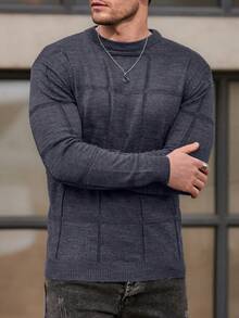 EURMUSE Men Patch Detailed Round Neck Regular Sweater - Navy Blue - View 6