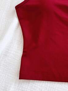 Soleia Bộ đồ nghỉ mát xuân/hè 2 món cho nữ: Áo crop top lệch vai dệt kim sọc đỏ trắng và quần short ôm sát cạp siêu thấp, thích hợp cho tiệc tùng, Giáng sinh, Ngày lễ tình nhân, hẹn hò, bãi biển, du thuyền, lễ hội hóa trang, lễ Phục sinh, Tết Nguyên đán - Màu Khaki - Xem 3