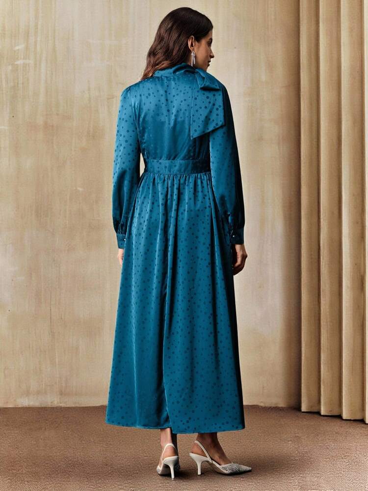 Women's Long Sleeve Dress With Bowknot Sash, Fashionable & Elegant, Spring/Autumn