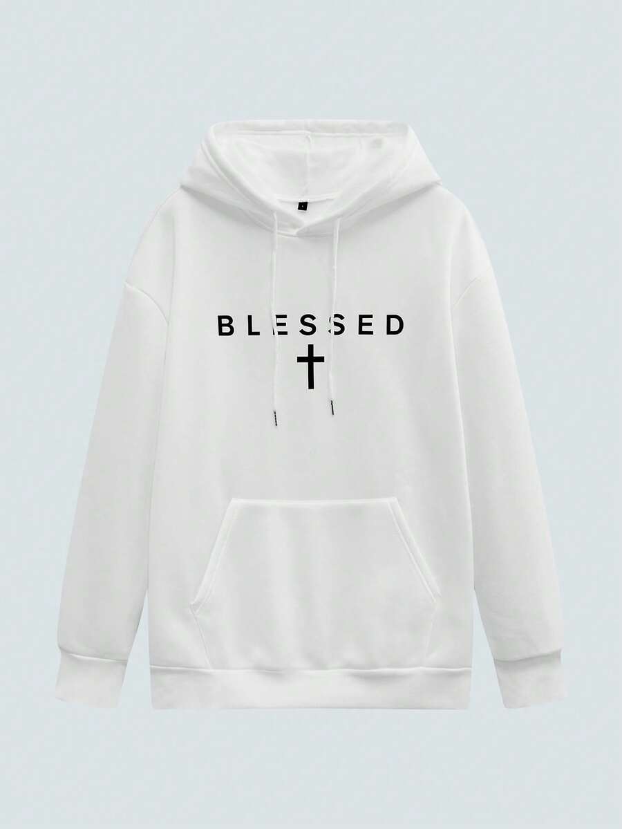 Modcrash Men's Casual Minimalist Slogan Print Thermal Lined Hoodie Sweatshirt, Autumn/Winter