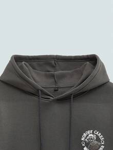 Modcrash 男士街头风格线条骷髅图案休闲连帽卫衣，秋冬 - 深灰色 - 查看 5