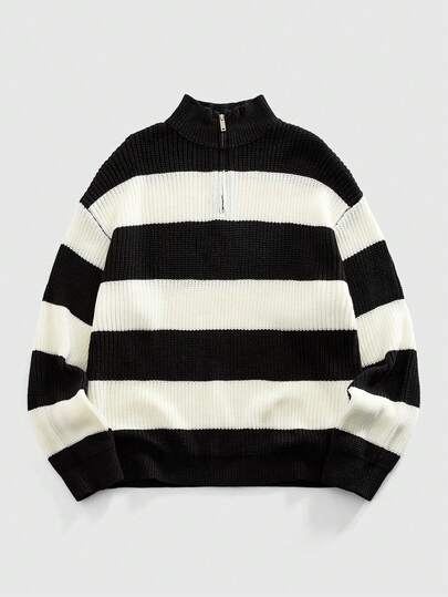 Maglione casual da uomo in maglia con piccolo collo alla coreana, di stile retrò