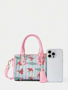 HARRY POTTER X SHEIN 女士时尚条纹青蛙图案手提包 - 粉色 - 查看 8