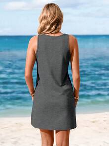 Sylviya Casual And Minimal Sleeveless Dress With Vacation Prints, Suitable For Summer,Summer Dresses For Women Suitable For Going Out Chic Dress