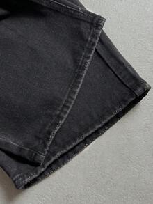 Manfinity ZONE917 Men's Distressed Solid Color Denim Jeans - Black - View 5