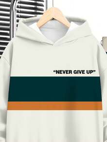 2pcs Tween Boy Casual Loose Comfortable Hoodie Set, Featuring College, Street, Fashion Classic, Sporty, Color Block, Y2K Style, Long Sleeve Sweatshirt, Suitable For Autumn/Winter - Multicolor - View 4