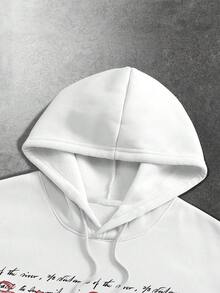 ROMWE MEN Ensemble sweat-shirt à capuche en polaire avec imprimé croix pour hommes - Blanc - Voir 8