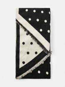 MOTF PREMIUM NEW POLKA DOT RAW TRIM SCARF - Black - View 4