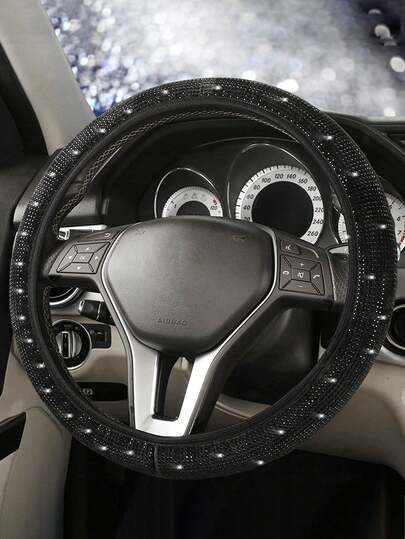 Funda de volante de coche con decoración de strass, accesorios de coche para mujeres