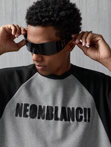 NEON BLANC Men's Graphic T-Shirt, Super Loose Cropped Waffle Sleeveless Tank Top - Grey - View 4