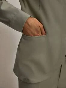 ATUI Studio 女士纯色纽扣领口袋长袖西装外套 - 薄荷綠 - 查看 7