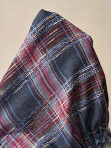 Bohemela Lässiges kariertes Patchwork Loose Damen Hemd - Blau - Übersicht 8