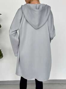 EMERY ROSE Women's Mature Casual Symmetrical Zipper Gray Everyday Sweatshirt - Grey - View 2