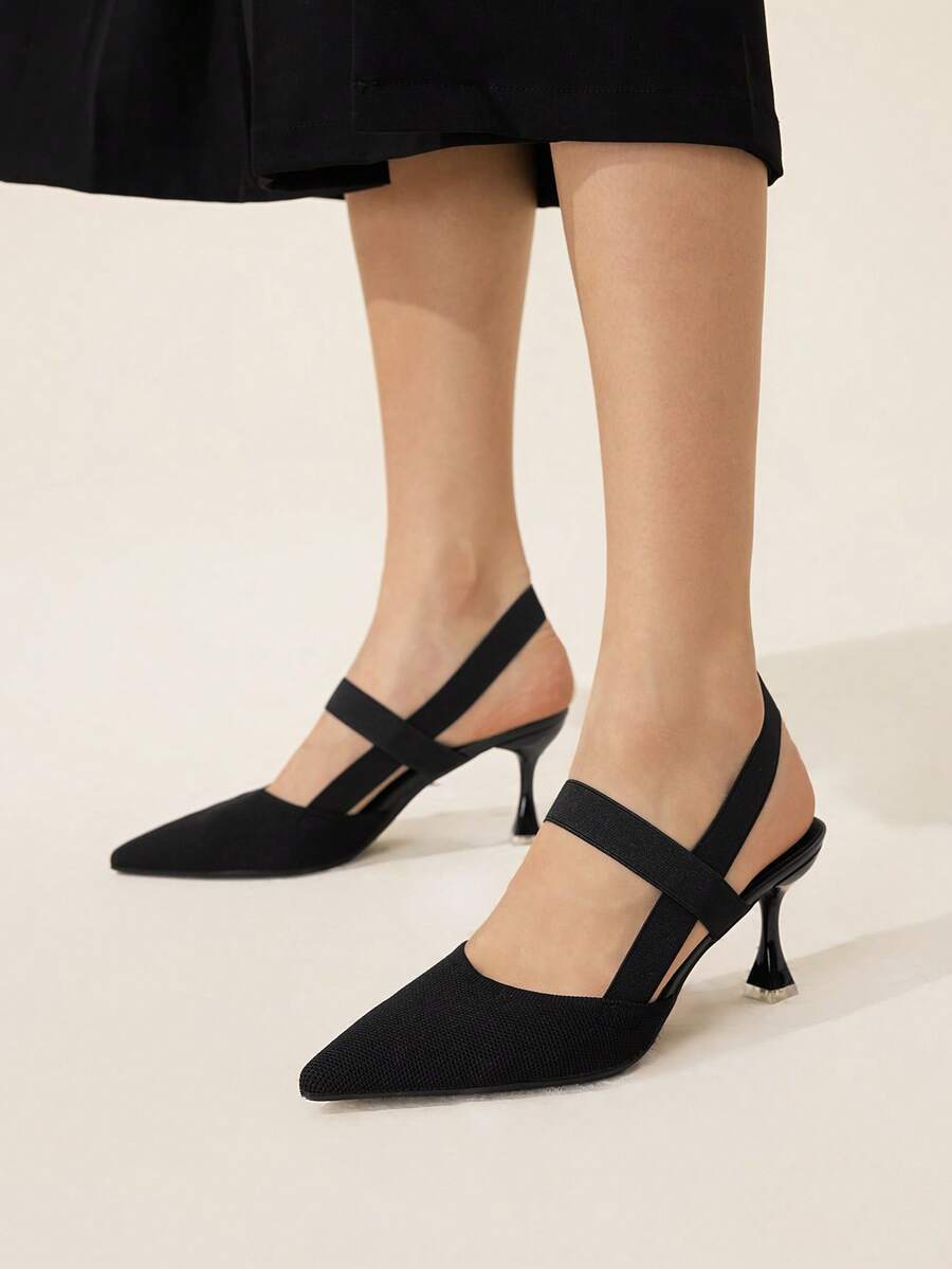 CUCCOO BASICS Women's Fashionable Elegant Charming Bow Rhinestone Decor Glitter Golden Pointed Toe Comfortable Party Banquet Pumps - Black - View 1