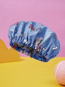 LOONEY TUNES X SHEIN Cartoon Rocket Bunny Pattern Ladies Shower Cap