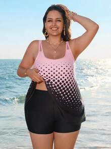 Swim Lushoire Áo tắm Tankini cỡ lớn, kín đáo, tôn dáng, gợi cảm, in chấm bi, ngọt ngào, Enliva Plus Size, Áo bơi cỡ lớn, Áo ba lỗ cỡ lớn, Đồ bơi cỡ lớn, Áo tắm cỡ lớn, Fairycore Plus Size, Áo tắm cỡ lớn - Nhiều màu - Xem 1