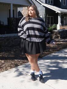 Enliva Pull oversize à manches chauve-souris rayé pour l'automne/l'hiver