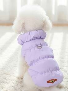 PETSIN 1pc Light Purple Markedsp 3-Layer Thick Warm Dog Jacket Coat For Small/Medium Dogs, 8 Colors Available, Suitable For Autumn/Winter - Light purple - View 4