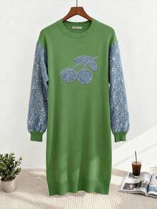 Women Sweater Dresses - Green - View 1