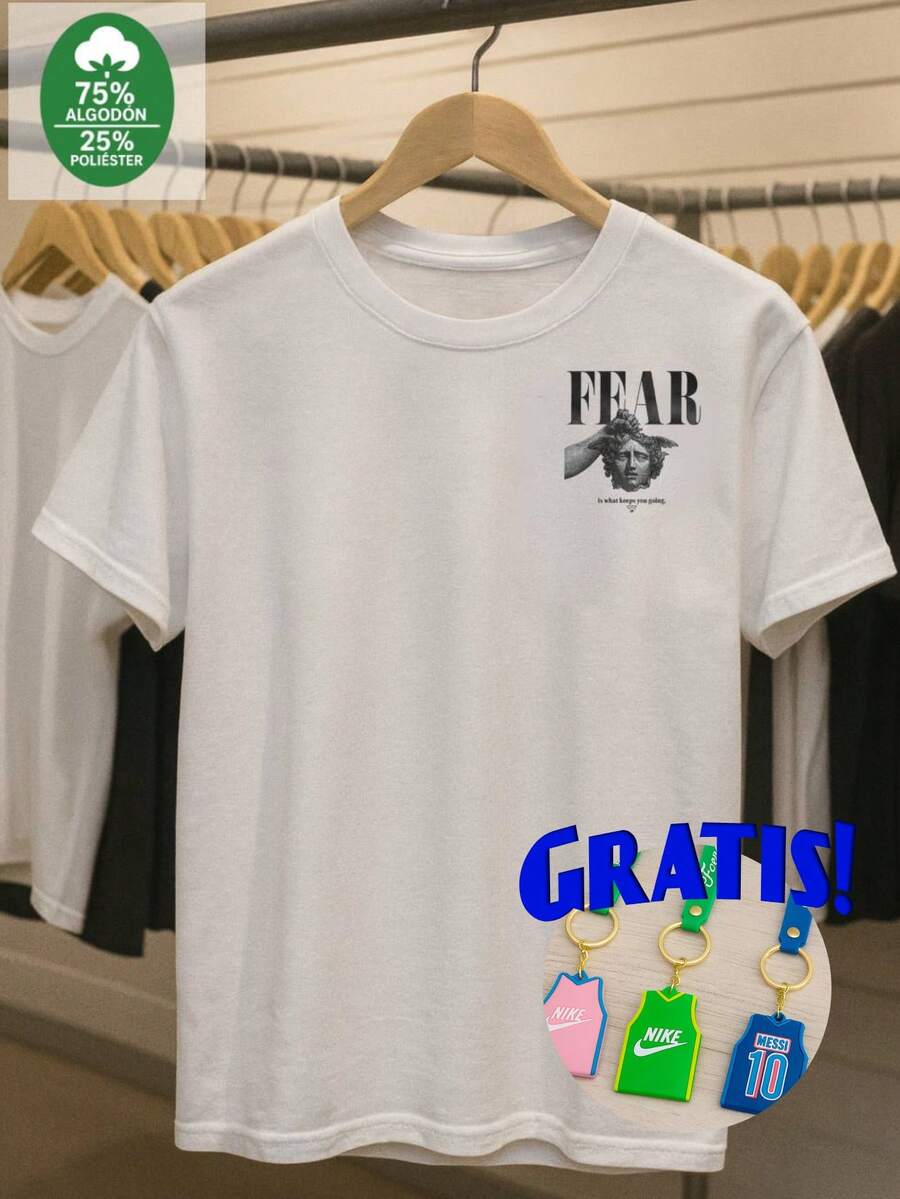 Playera Casual para Hombre con Diseño Estilo Vintage + GRATIS LLAVERO - Blanco - Ver 1