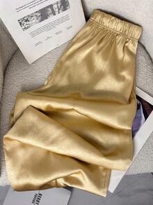 GlowEve Women's Textured Long Pants, Suitable For Party, Family Gathering, Christmas, Halloween, Valentine's Day, New Year, Commuting And Casual Daily Wear, Autumn/Winter - Gold - View 2