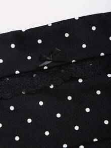 Sweetra New Winter French Fashion Polka Dot Lace Ruffle Bow Design Office Commute Everyday Cute Sweet Style Strapless Bodycon Cinched Waist Tiered Hem Black Elegant Ladies Dress