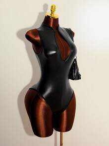 Jeanoix 女士性感镂空前连体衣 - 黑色 - 查看 3