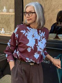 Vivie Lora Women's Brown Casual Fitted Shirt Long Sleeve - Brown - View 2