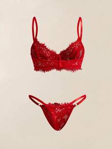 Snug Zone 4件套女士纯色透明蕾丝细肩带性感内衣套装 - 彩色 - 查看 7