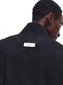 SUMWON Half Zip Quarter Zip Pullover Sweatshirt With Chest Zip Pocket Detail Long Sleeve Crew Neck Top - Black - View 2