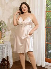 Côtesoire Khaki Plus Size Robe Sets With Bell Sleeve And Ruffle Hem For Women Sexy Sleepwear - Khaki - View 5