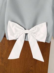 Genkimix Kids 休闲宽松圆领长袖短款女童卫衣 - 淺灰色 - 查看 7