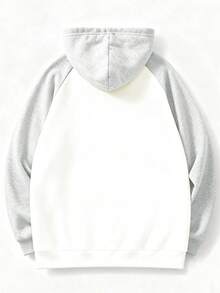 Manfinity Dauomo 男士套头连帽衫，休闲外套，长袖连帽卫衣，简约百搭的数字和字母印花设计，运动舒适，日常穿着，学院风，返校季，旅行，休闲，经典英文字母图案，青春活力，冬季 - 彩色 - 查看 2