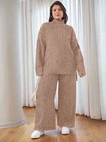 EURMUSE SUÉTER CASUAL DE CUELLO ALTO TALLA PLUS - Rosa coral - Ver 5