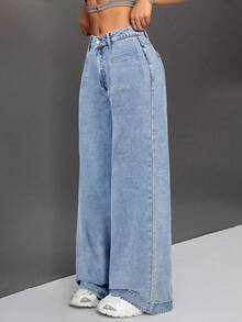 Mezclilla vaquero mujer pantalon de mujer pantalón de mujer pantalones para mujer pantalón pantalones de dama pantalones baggy - Azul - Ver 1