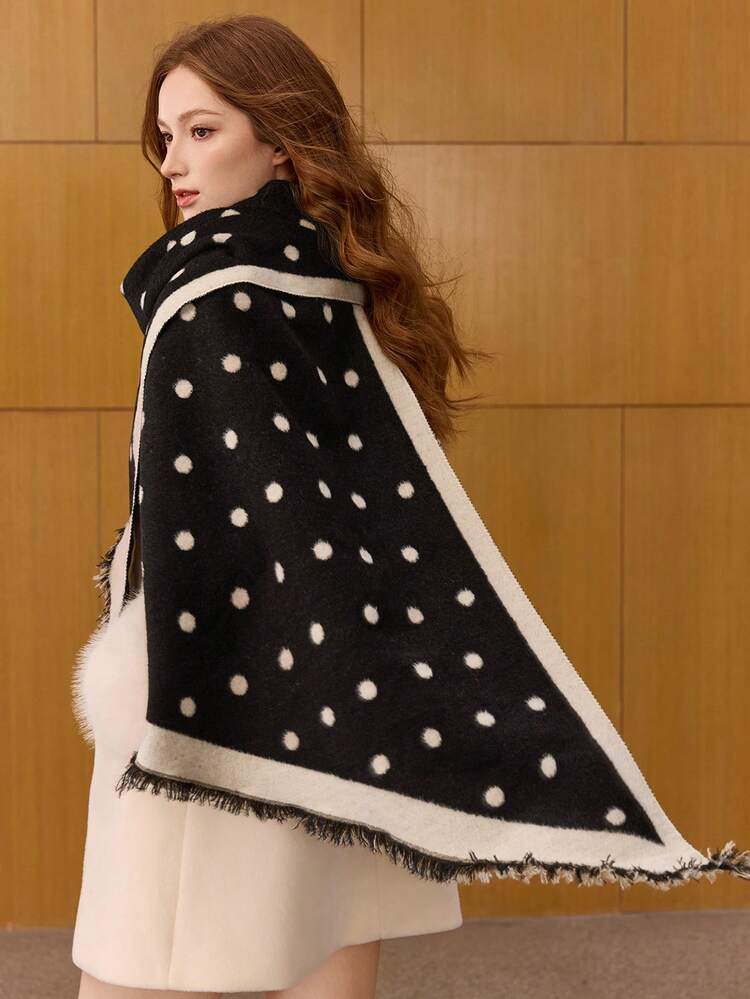 NEW POLKA DOT RAW TRIM SCARF