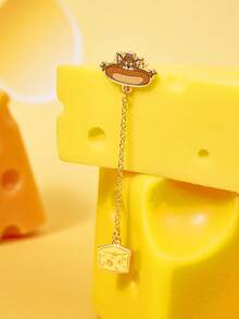 TOM & JERRY X SHEIN Fashionable Women's Popular Cartoon Element Zinc Alloy Earrings - Gold - View 4