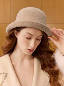 MOTF PREMIUM ELEGANTE SOMBRERO BALDE CON DECORACIÓN DE PERLAS FALSAS - Arroz albaricoque - Ver 6