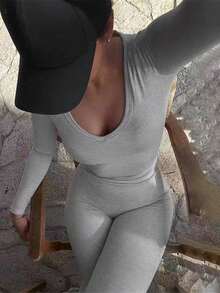 INAWLY Solva 2 件套女士纯色简约日常长袖上衣和长裤套装